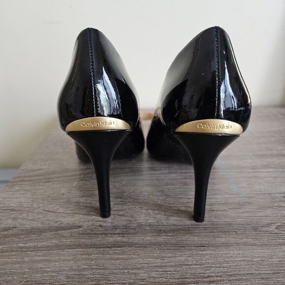Calvin Klein GAYLE Black Patent Leather Heels Women's 6.5M Pumps Work Office - Picture 2 of 8